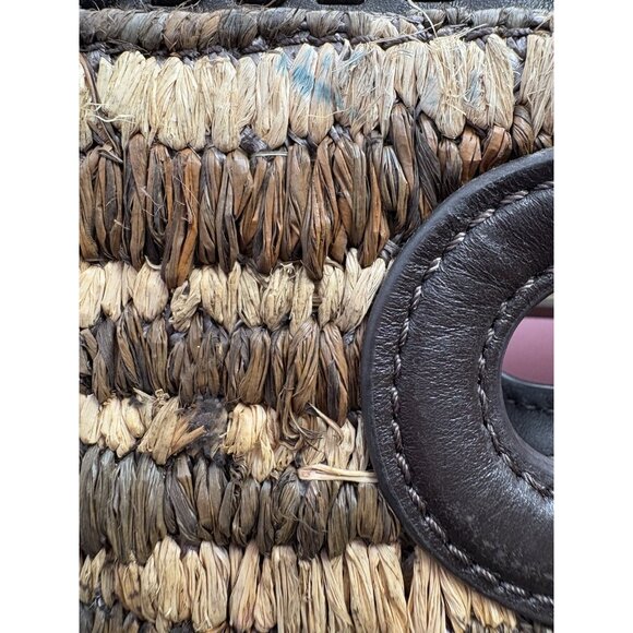 Michael Kors Straw Rosalie Leather Trim Small Crossbody Clutch Bag Purse - Picture 8 of 12